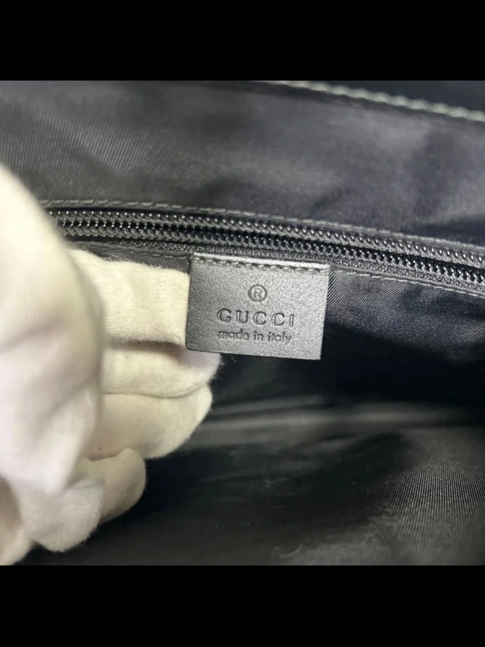 Gucci Beige GG Supreme Canvas Wristlet with Red and Green Web Stripe